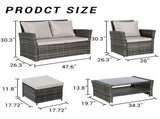 6 Piece Wicker Patio Furniture Sets with Ottoman & Tempered Glass Coffee Table W874P264687