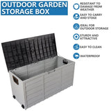 ZUN 75gal 260L Outdoor Garden Plastic Storage Deck Box Chest Tools Cushions Toys Lockable Seat 26633405