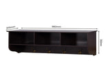 Espresso Entryway Wall Mounted Coat Rack with 4 Dual Hooks Living Room Wooden Storage Shelf 46699279
