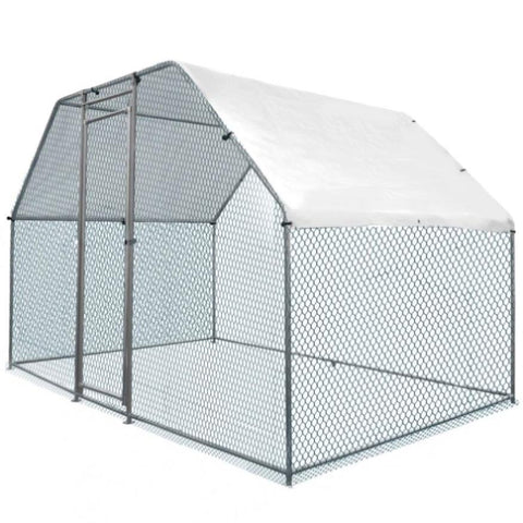 6.5x9.8x6.5ft Large Metal Chicken Coop with Run, Walk-in Poultry Cage with Waterproof Cover & Arc 06011694