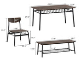 6-Piece Modern Dining Set for Home, Kitchen, Dining Room with Storage Racks, Rectangular Table, 35625029