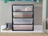 Wide 4 Drawer Tower, Plastic Storage Organizer with Removable Clear Bins, Easy to Assemble - No 56405665