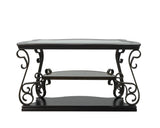 Sofa Table, Glass table top, MDF W/marble paper middle shelf, powder coat finish metal legs. W48720762
