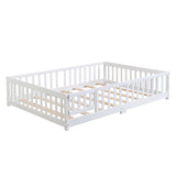 Twin Size Floor Bed with Door,Solid Wood Platform Bed Frame with Fence,Suitable for children,Pine W495123237