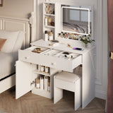 ZUN Fashion Vanity Desk with Mirror and Lights for Makeup, Vanity Mirror with Lights and Table Set with 65630816