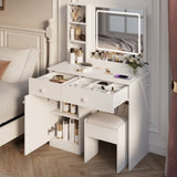 Fashion Vanity Desk with Mirror and Lights for Makeup, Vanity Mirror with Lights and Table Set with W509P144326