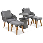 ZUN K&K 5 Pieces Patio Furniture Chair Sets, Patio Conversation Set With Wicker Cool Bar Table, WF324995AAG