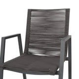 Outdoor Modern Aluminum Dining Chair with Rope Seat , Gray and Dark Gray 64679.00GRY