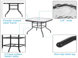 Outdoor Dining Table Square Toughened Glass Table Yard Garden Glass Table 90130627