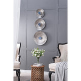 Silver Textured Oversized Disc, Wall Decor for Living Room Bedrrom Entryway Office, Set of 3 W2078130319