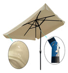 ZUN 10 x 6.5ft Rectangular Patio Umbrella Outdoor Market Umbrellas with Crank and Push Button Tilt for W65627939