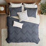 3 Piece Embroidered Cotton Quilt Set Navy King/Cal King B03596540