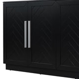 TREXM Sideboard with 4 Doors Large Storage Space Buffet Cabinet with Adjustable Shelves and Silver N715P192557B