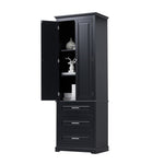 ZUN Tall Storage Cabinet with Three Drawers for Bathroom/Office, Black WF299282AAB