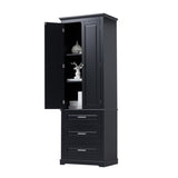 ZUN Tall Storage Cabinet with Three Drawers for Bathroom/Office, Black WF299282AAB