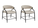 25'' Seat Height Modern Fabric Bar Stools with Back, Black Metal Frame, Comfortable Counter Stools N780P369956B