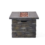 ZUN Outdoor Patio Concrete Fire table, Rectangle Gas Burning 56-Inch Fire Pit - 50, 000 BTU, Stone 43807769