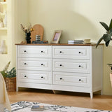 White Dresser for Bedroom, 6 Drawer Dresser with Wide Drawer and Metal Handles, White Dresser, Wood W1157P307957
