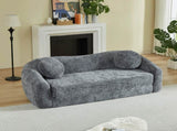 86-inch Curved Convertible Sofa Recliner, 2-in-1 Frameless Folding Sofa Bed with Pull-Out Base and W3505P452818
