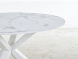 42.1"WHITE Table cross leg Mid-century Dining Table for 4-6 people With Round Mdf Table Top, W234P363951