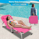 3-in-1 Heavy Duty Tanning Chair with Face Hole Adjustable 5-Position Folding Chaise Lounge Chairs W3399P310199