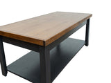 48 inch Coffee Table, No Assembly Required, Black and Whiskey Finish B108P160149