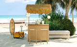 ZUN GO Hawaiian-style Bar Height Patio Set with PE Grass Canopy, Outdoor Bar Table and Stools with WF530958AAA