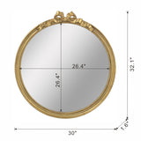 30" x 32.1" Round Decorative Wood Frame Wall Mirror W2078P288164