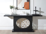 Modern Black Console Table with Gold Accent, Decorative Entryway Table,56in Wood Console Table, W2729P270745