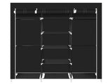69" Clothes Closet Non-Woven Fabric Wardrobe Double Rod Storage Organizer, Black 02467174