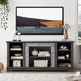 ZUN Mantel Stone TV Media Stand with with Faux Stacked Stone Surround, Modern Entertainment Console with W1758P187683