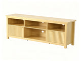 Entertainment Center TV Stand with 4 Open Cubbies & 2 Fluted Hinged Storage Doors, Adjustable Inner 90375918