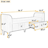 ZUN Upholstered Wooden Storage Bench with 2 Drawers For Bedroom,Fully Assembled Except Legs and 60870598