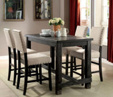 ZUN Antique Black Bold Distressed 1pc Counter Height Dining Table Dining Room Furniture Center Beam for B011P189948