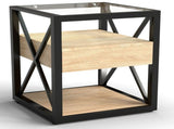 1 piece Modern End Table with Drawer - Nightstand for Bedroom & Living Room, Natural Wood MDF & W241P246913