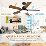 ZUN 44-inch Ceiling Fan with LED Light and Remote Control, 6-Speed Modes, 2 Rotating Modes, Timer, W1134P230320