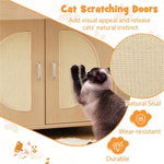 ZUN 26.5" Multipurpose Cat Litter Box Enclosure with Sisal Scratching Doors and Storage Living Room 15588507