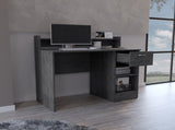 Computer Desk with Top Open Shelf, 1-Drawer and 2-Storage Shelves, Smokey Oak B097133208