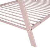 House Bed Tent Bed Frame Twin Size Metal Floor Play House Bed with Slat for Kids Girls Boys , No Box WF286773AAH