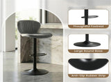 2-Pack Adjustable Height Bar Stools with 360&deg Swivel, Dutch Velvet Upholstered Bar Chai - Gray 69551069