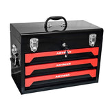 20" Portable 3 Drawer Steel Tool Box with Metal Latch Closure, Black&Red W1102131154