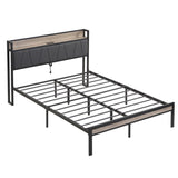 Full Size Metal Platform Bed Frame with upholstery storage function Headboard and USB LINER and W311133412