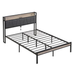 ZUN Queen Size Metal Platform Bed Frame with upholstery storage function Headboard and USB LINER and W311133408