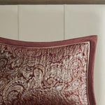 ZUN 5 Piece Jacquard Bedspread Set with Throw Pillows Burgundy Queen B035129012