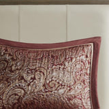 5 Piece Jacquard Bedspread Set with Throw Pillows Burgundy Queen B035129012
