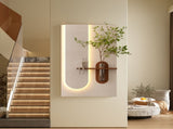 Adjustable 3-Color LED Sandstone Wall Decor with Simulated Green Plants - 3D Art Sculpture, Glass W2700P313029