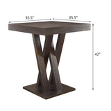 Cappuccino Double X Base Square Bar Table B062P145581