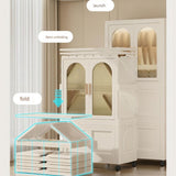 25.59" Side Wide Folding Wardrobe , 25.59"15.75"57.09", with Magnetic Door, Plastic Storage 48599802