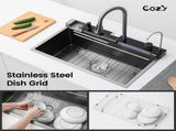 Pull-out Faucet Single Bowl Sink Kitchen Vegetable Sink 304 30"x18" Whale Waterfall Sink Stainless 08926983