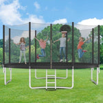 ZUN 14FT Trampoline for Kids with Safety Enclosure Net, Basketball Hoop and Ladder, Easy Assembly Round 60865523